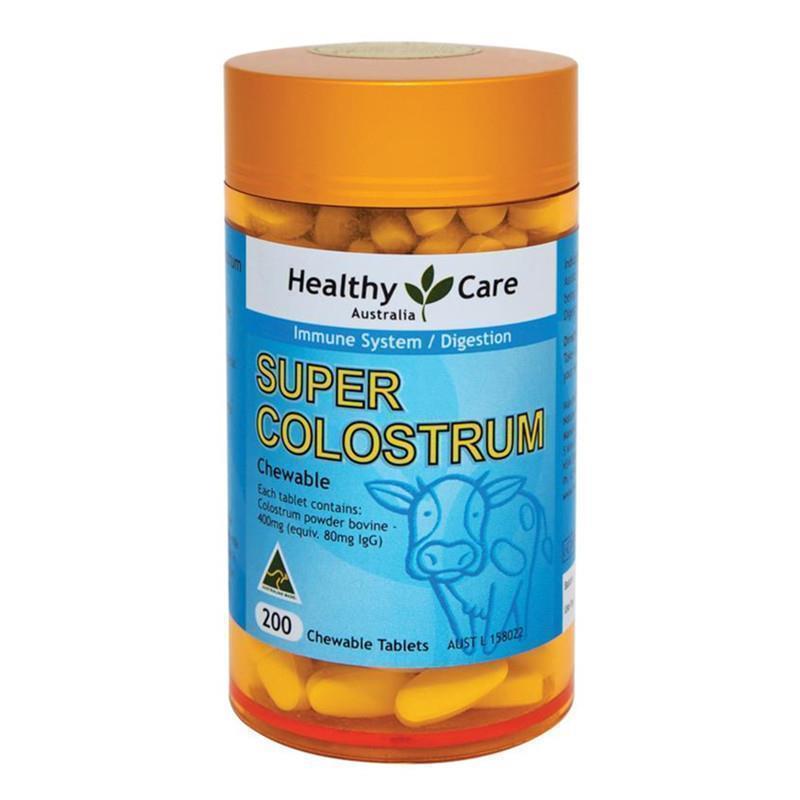 Healthy Care Super Colostrum 400mg 200 Chewable Tablets